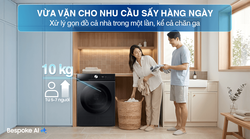 Máy sấy quần áo bơm nhiệt Samsung 10 kg DV10BB9440GBSV – tính năng 2