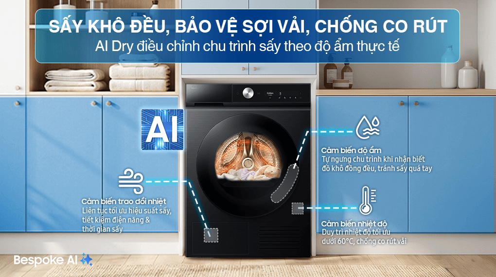 Máy sấy quần áo bơm nhiệt Samsung 10 kg DV10BB9440GBSV – tính năng 4