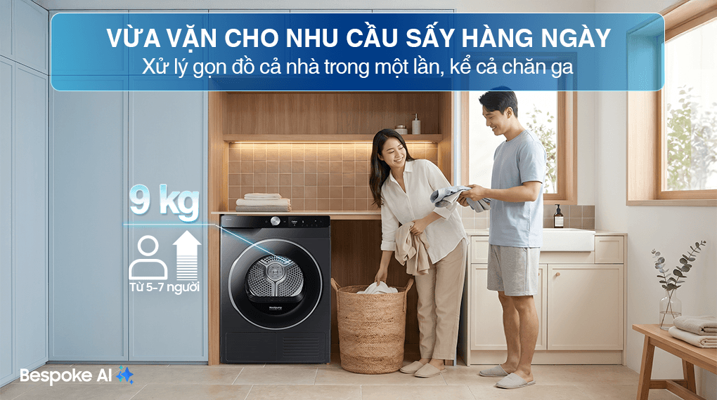 Máy sấy quần áo bơm nhiệt Samsung 9 kg DV90T6240LB/SV – tính năng 2